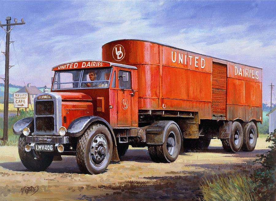 900x657 United Dairies Scammell. Painting By Mike Jeffries - Truck Painting