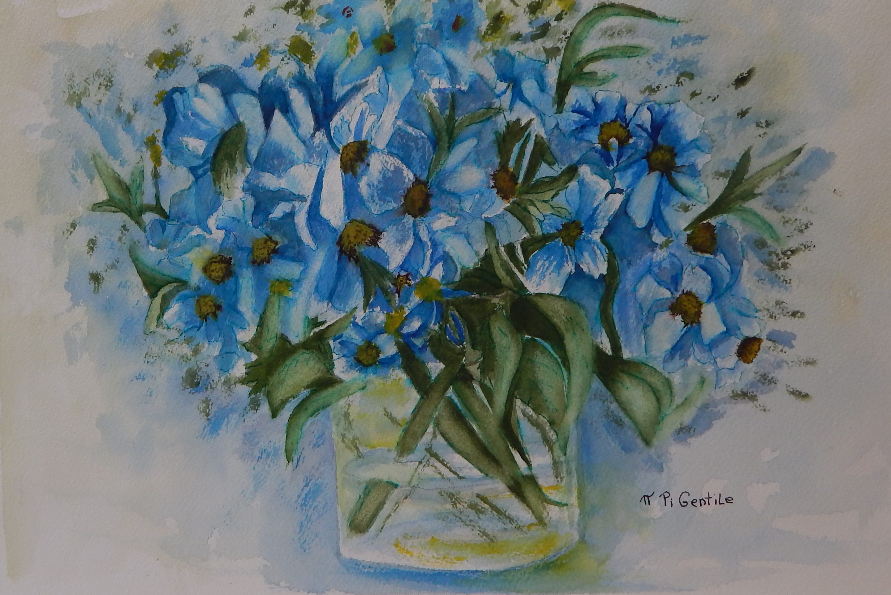 2880x1923 True Blue Watercolors By Pi - True Blue Painting