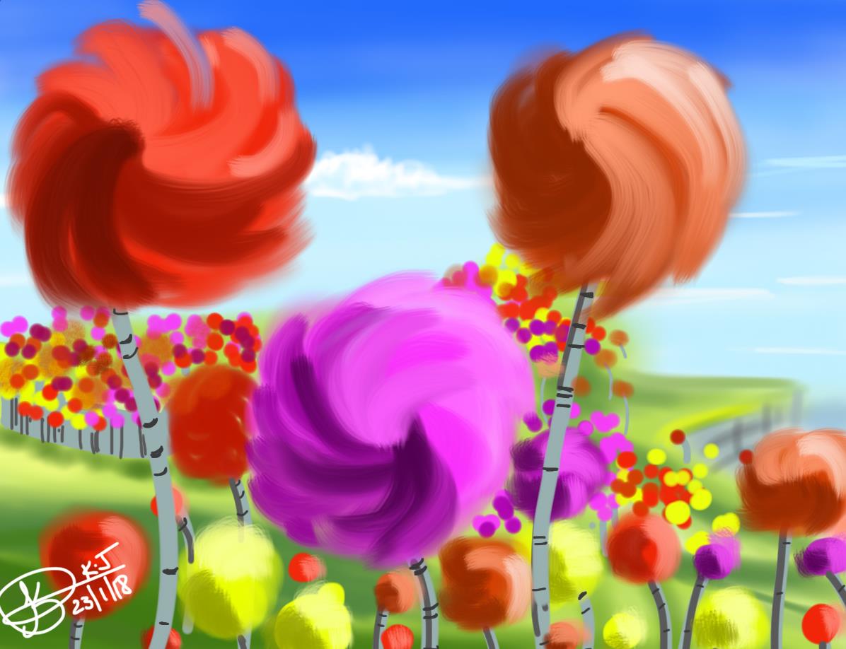 1196x918 Truffula Trees From The Lorax(Dr. Seuss) - Truffula Tree Painting