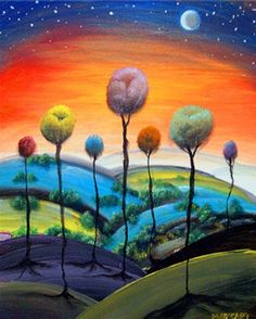 236x294 Lollipop Tree Landscape Print - Truffula Tree Painting