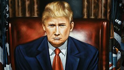 400x225 Donald Trump President Oval Office Portrait Original Oil Painting - Trump Oil Painting