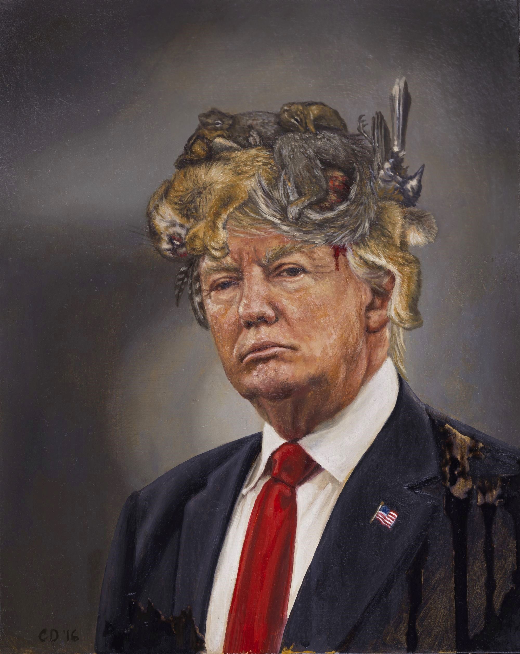 2000x2517 Artist Creates Portrait Of Donald Trump With Roadkill - Trump Painting