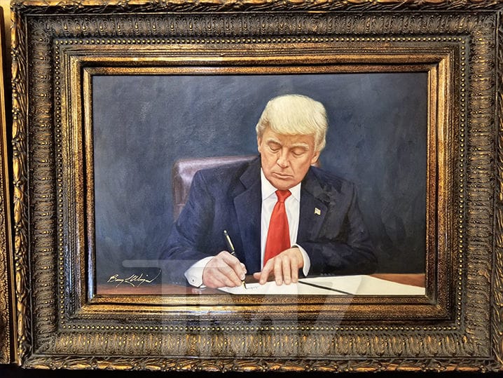 718x539 Donald Amp Melania Trump Portraits On The Way To White House - Trump Portrait Painting