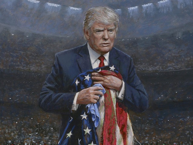 640x480 Utah Artist's Latest Painting Depicting Trump With U.s. Flag - Trump Portrait Painting