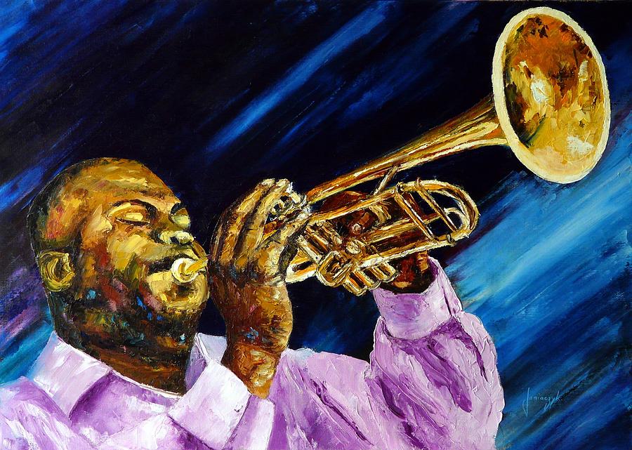 900x641 The Trumpet Player Painting By Jean Marc Janiaczyk - Trumpet Painting