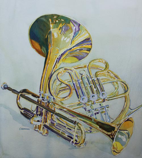 500x555 Trumpet Art In The Making By Jenny Armitage - Trumpet Painting