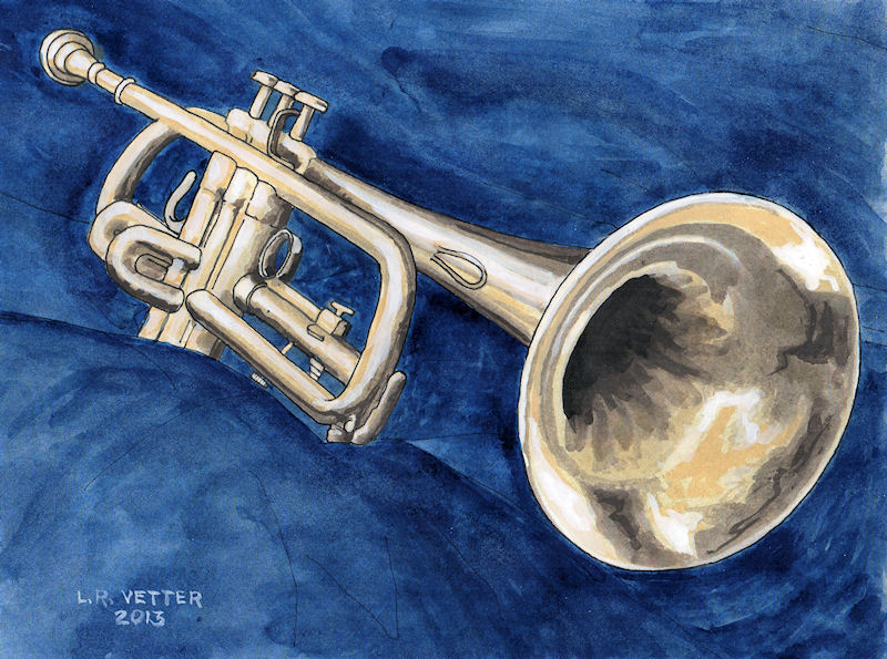 800x595 August 2013 Watercolor Challenge - Trumpet Painting