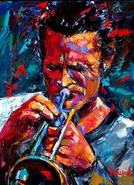 468x648 Chet Baker Jazz Trumpet Player Jazz Art By Debra Hurd By Artist - Trumpet Painting