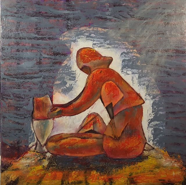 640x635 Stamen Dimitrov Artwork The Truth In Wine Original Painting - Truth Painting