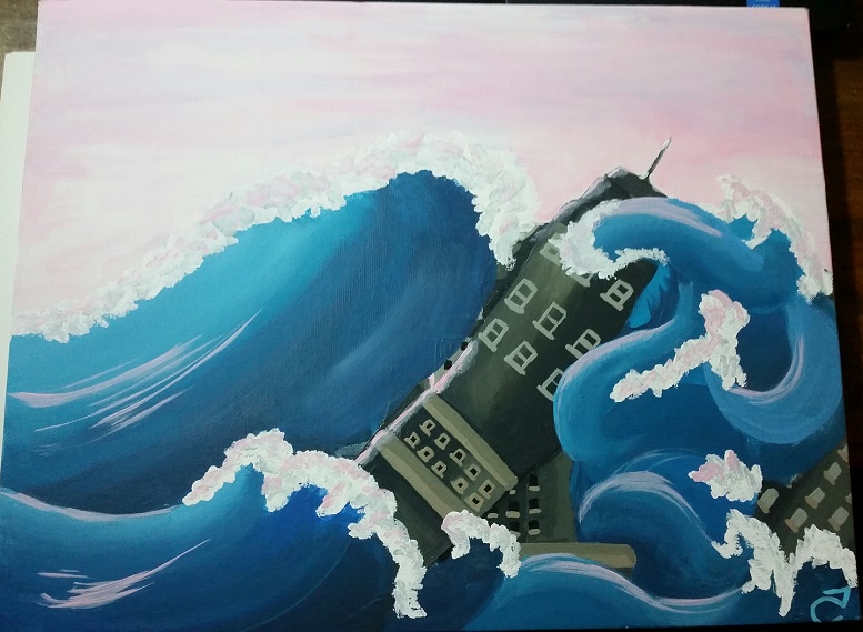 777x569 Tsunami Acrylic Painting Commission By Tinalbion - Tsunami Painting