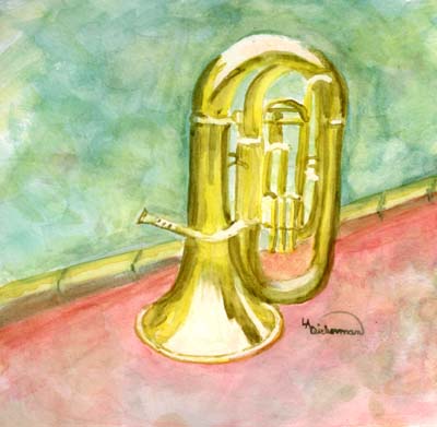 400x391 March 2012 Watercolor Challenge - Tuba Painting