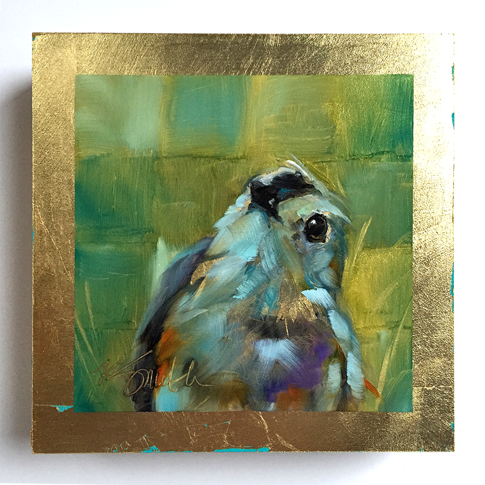 1000x1000 Curious Is An Original Oil Painting Of Tufted Titmouse By Kim Smith - Tufted Titmouse Painting