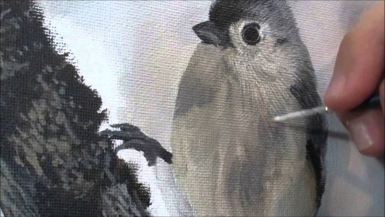 1280x720 Painting A Tufted Titmouse In Acrylics - Tufted Titmouse Painting
