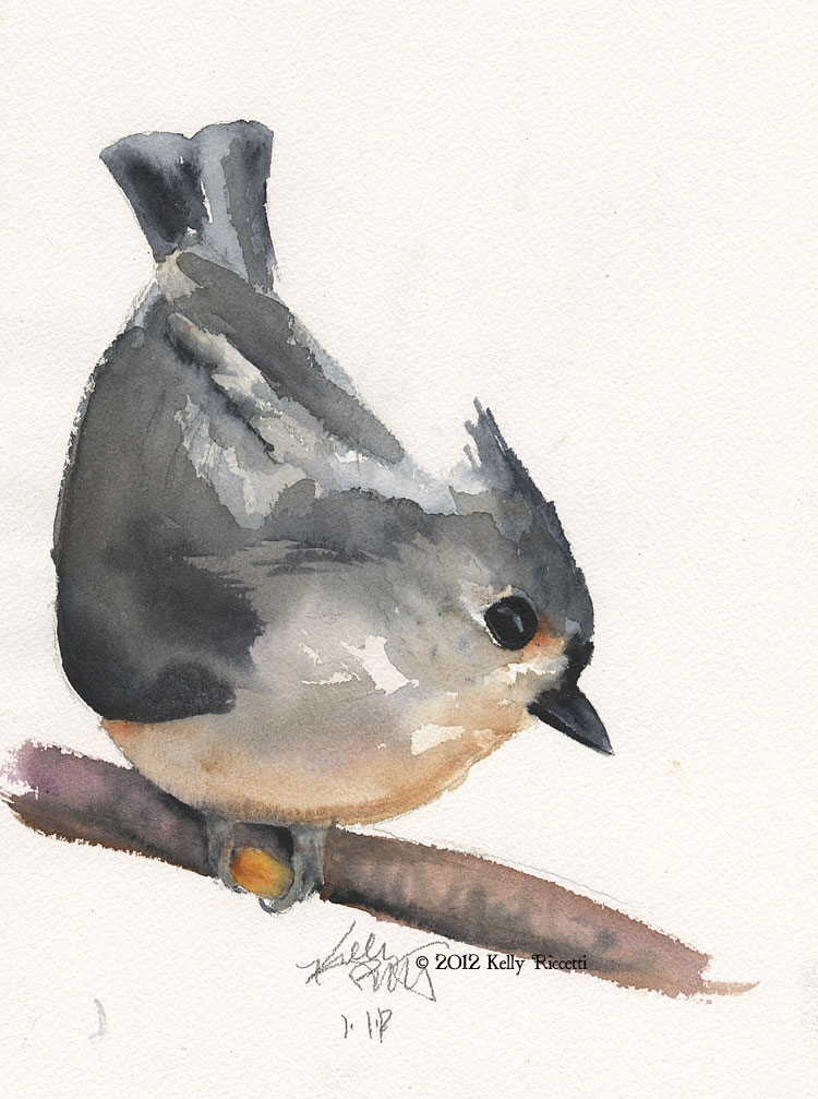 750x1007 Red And The Peanut First Bird Of 2012 Baeolophus Bicolor! - Tufted Titmouse Painting