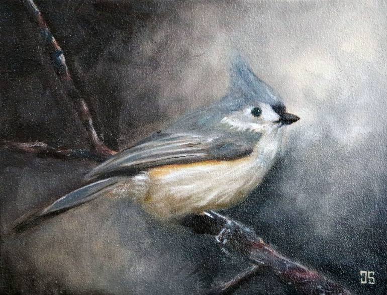 770x587 Saatchi Art Birds Of Cape Cod Tufted Titmouse Painting By - Tufted Titmouse Painting