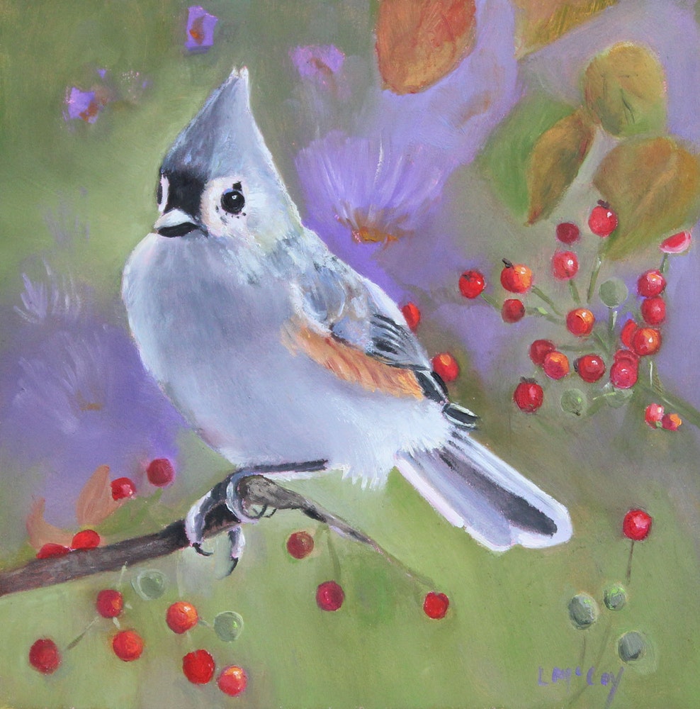 988x1000 Tufted Titmouse, Bird Painting By Artist Linda Mccoy, - Tufted Titmouse Painting