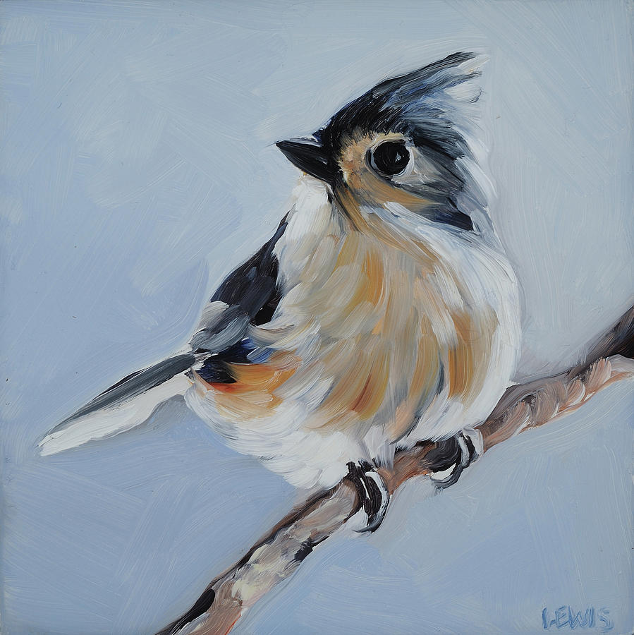 899x900 Tufted Titmouse Painting By Anne Lewis - Tufted Titmouse Painting