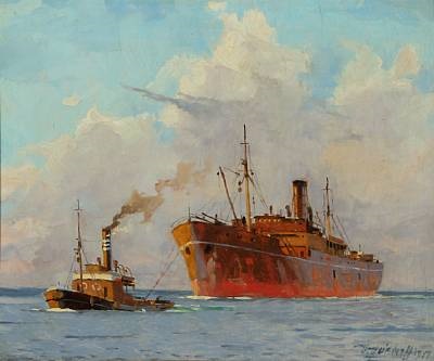 400x333 Tugboat And Motorship By Victor Qvistorff On Artnet - Tugboat Painting