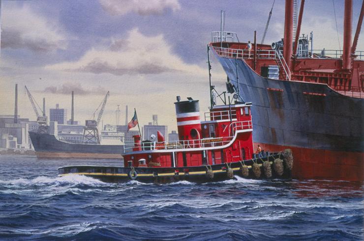 740x491 Watercolor Painting Of The Tugboat Circa In Philadelphia - Tugboat Painting