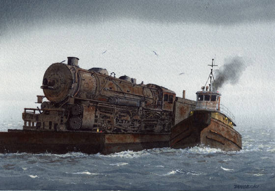 560x389 Tugboat Paintings - Tugboat Painting