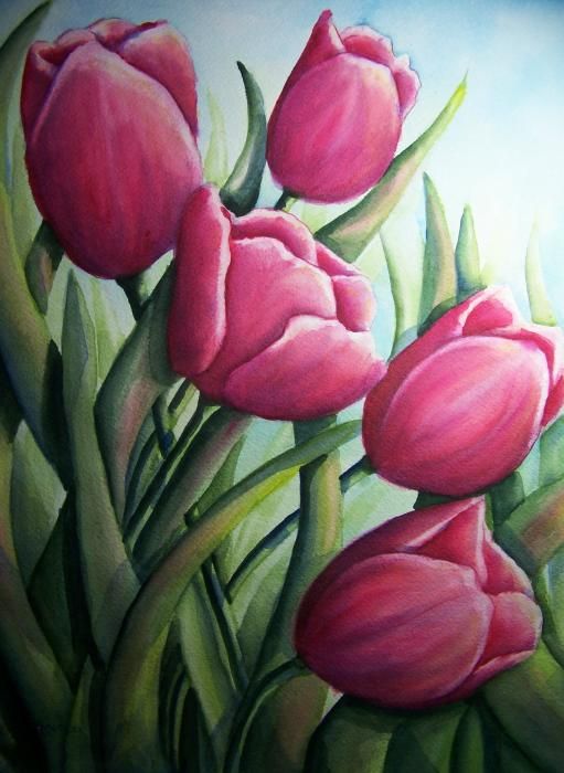511x700 Easter Tulips Painting - Tulip Flower Painting