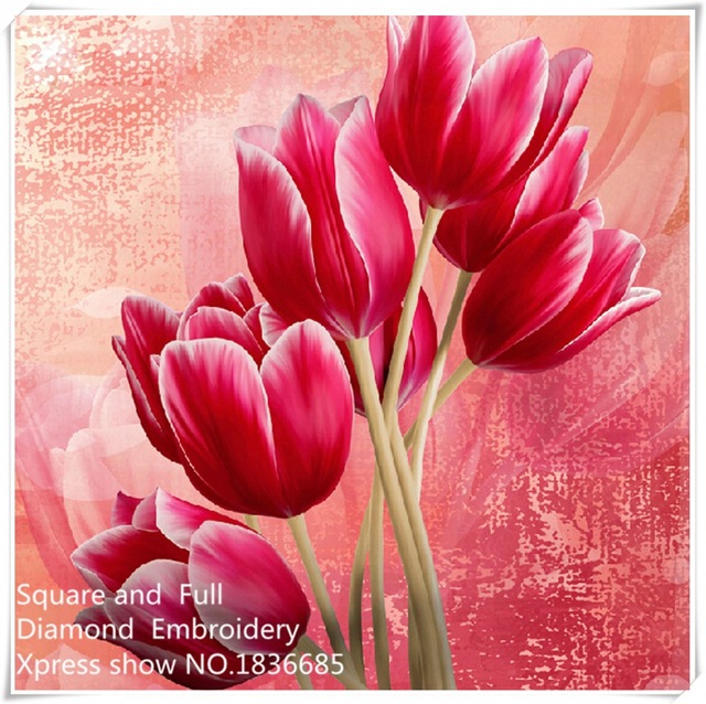 640x638 Tulip Flower,diy Diamond Painting Cross Stitch, Square Diamond - Tulip Flower Painting