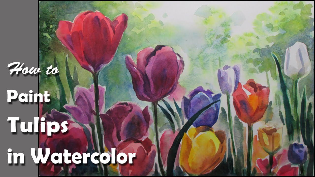 1280x720 How To Paint Tulip Flowers In Watercolor Step By Step - Tulip Flower Painting