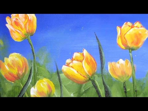 480x360 How To Paint Tulips In Acrylic Real Time Free Class - Tulip Flower Painting