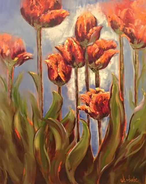 505x635 Peachy Tulips Oil Painting Lake Effect Gallery - Tulip Oil Painting