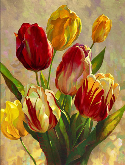 420x552 Roulettefreshtulips.jpg Flores Tropicales - Tulip Oil Painting