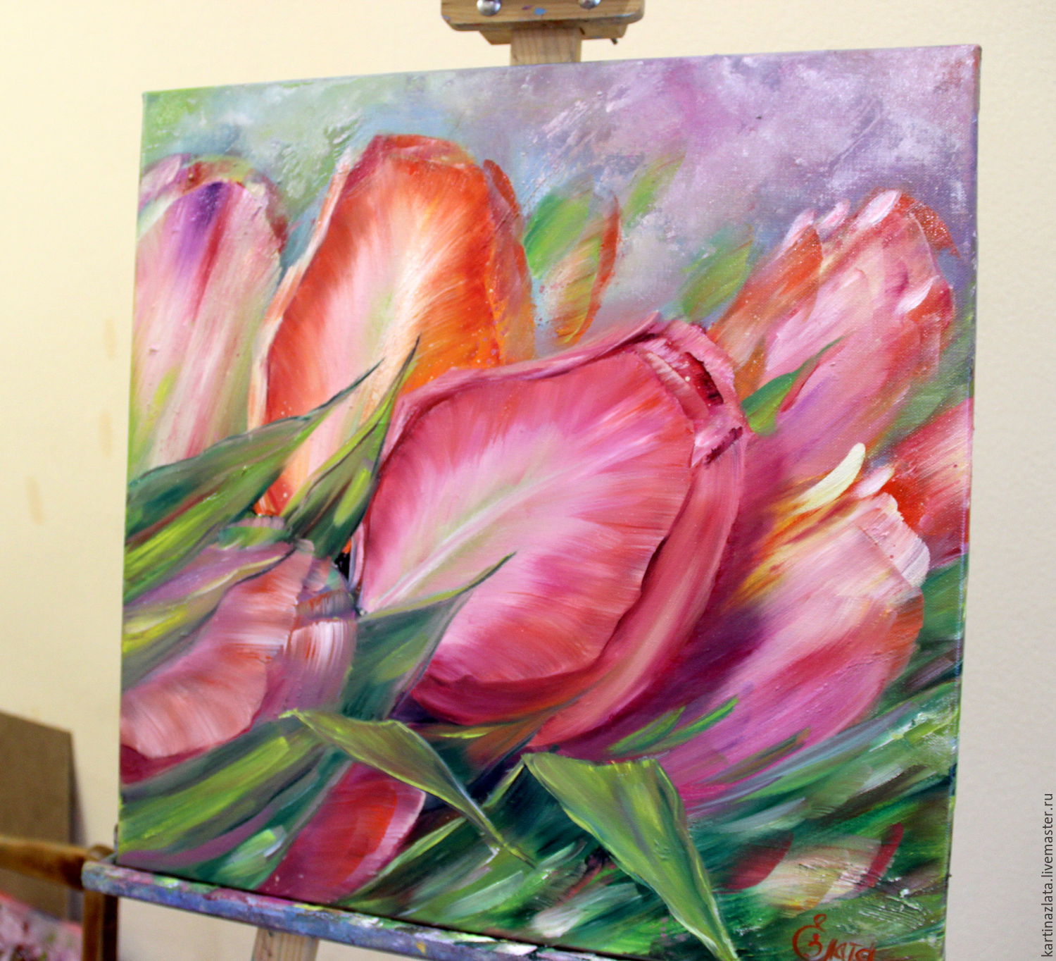 1500x1364 Spring Tulips Oil Painting Shop Online On Livemaster - Tulip Oil Painting