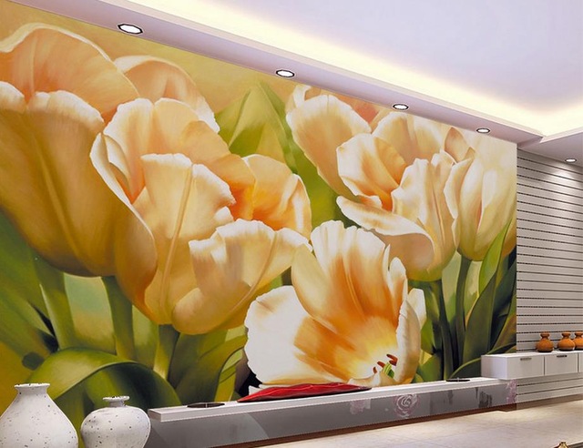 640x492 Custom 3d Mural Wallpaper Tulip Oil Painting 3d Wallpapers - Tulip Oil Painting