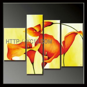 300x300 China Wall Art 4 Panel Handmade Group Orange Flower Tulip Oil - Tulip Oil Painting