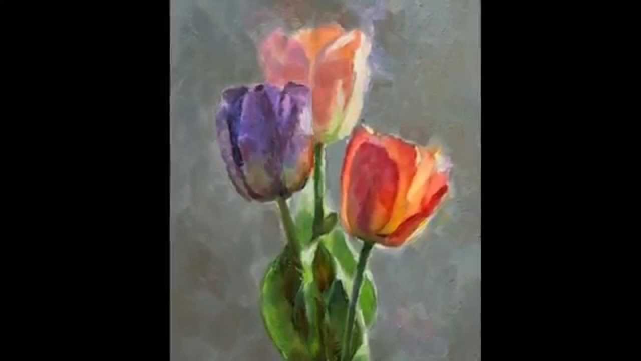 1280x720 Cobalt And Tulips ~ Still Life Oil Painting Step By Step - Tulip Oil Painting