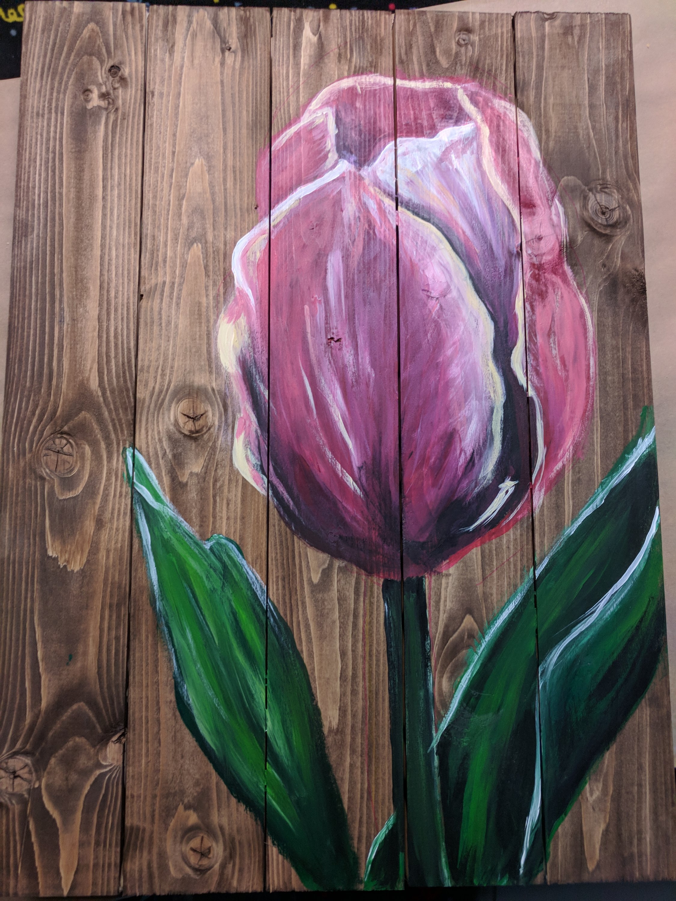 2250x3000 Tulip On Wood - Tulip Painting