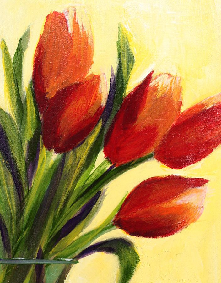 704x900 Tulips Greeting Card For Sale By Rose Welty Tulip - Tulip Painting