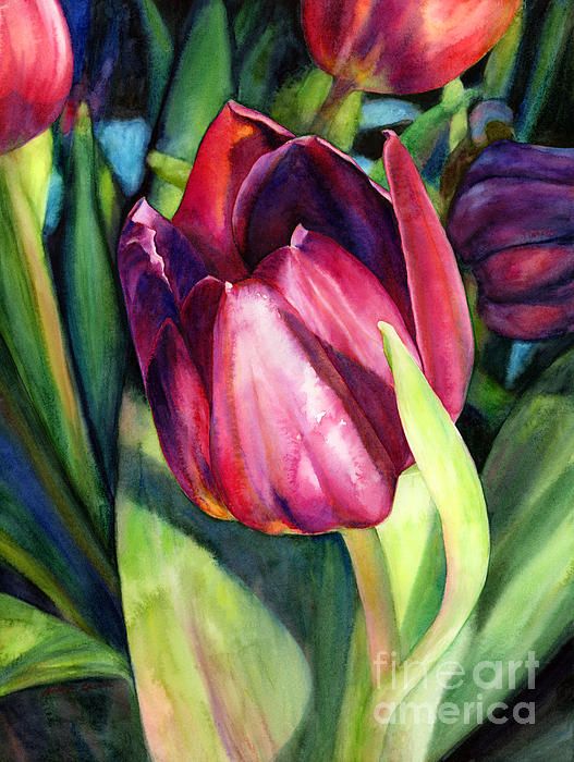 527x700 A Vibrant And Beautiful Tulip Watercolor Painting By Hailey E - Tulip Painting