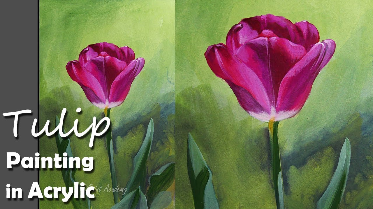 1280x720 How To Paint Tulip Flower In Acrylic Step By Step - Tulip Painting Acrylic