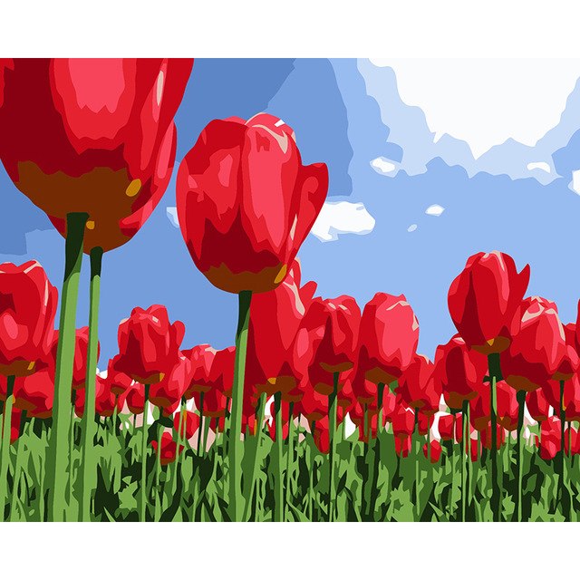 640x640 Buy Artsailing Diy Painting By Numbers Tulip - Tulip Painting Acrylic