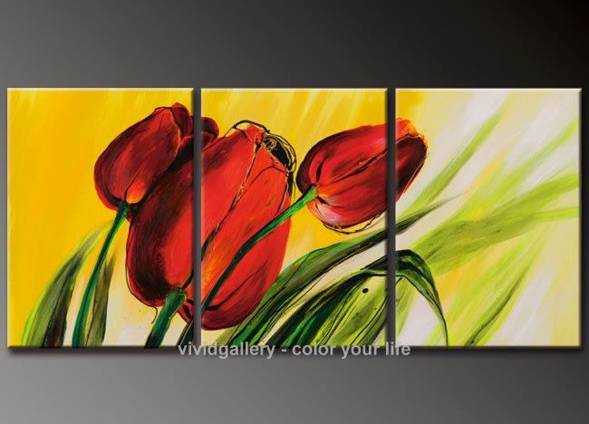 650x468 Flower Paintings On Canvas Framed Canvas Oil Painting Flowers - Tulip Painting On Canvas