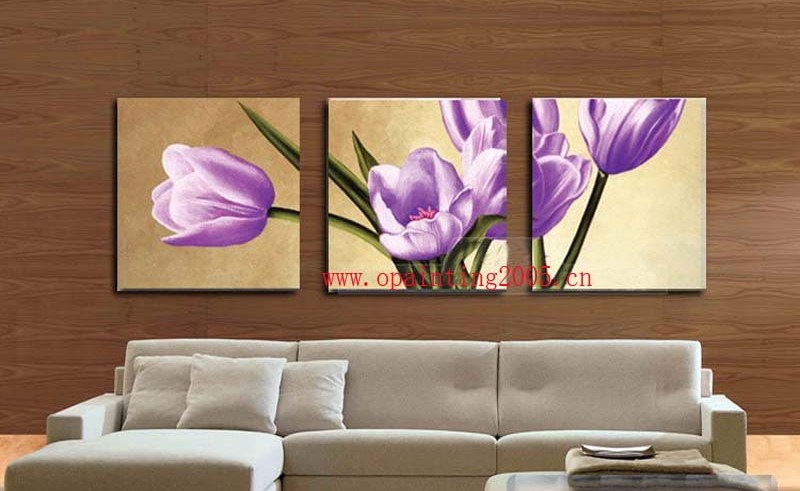 800x491 Purple Tulips Painting Canvas Painting For Home - Tulip Painting On Canvas