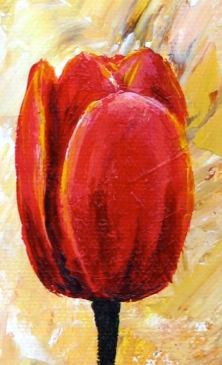 443x730 Red Tulips Painting Realistic Acrylic 8x10 Canvas Home By Artbyjae - Tulip Painting On Canvas