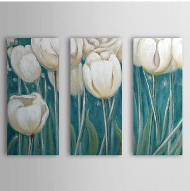 383x385 White Tulip Floral Oil Painting Wall Art Modern Canvas Art Wall - Tulip Painting On Canvas