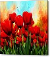 163x186 Devotion To One's Love Red Tulips Painting Canvas Print Canvas - Tulip Painting On Canvas