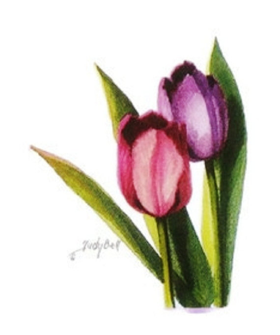 570x682 Tulips Note Cards Stationery From Watercolor Painting - Tulip Watercolor Painting