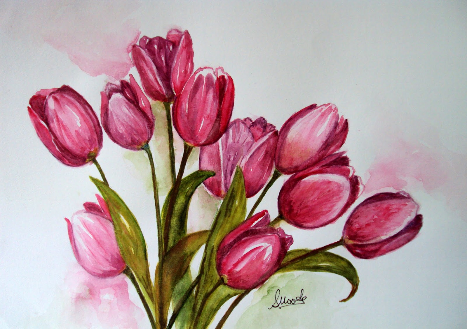 1600x1130 Watercolour - Tulip Watercolor Painting