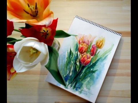 480x360 How To Paint Tulips In Watercolor Tutorial Speed Painting - Tulip Watercolor Painting
