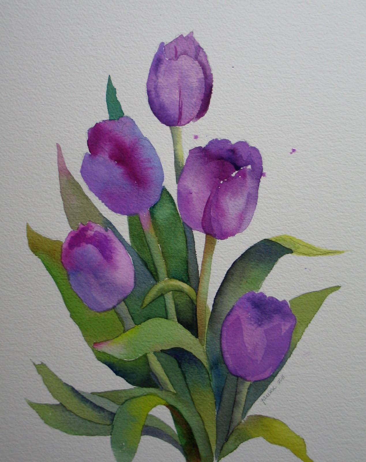1269x1600 Nel's Everyday Painting Purple Tulips, Watercolor - Tulip Watercolor Painting