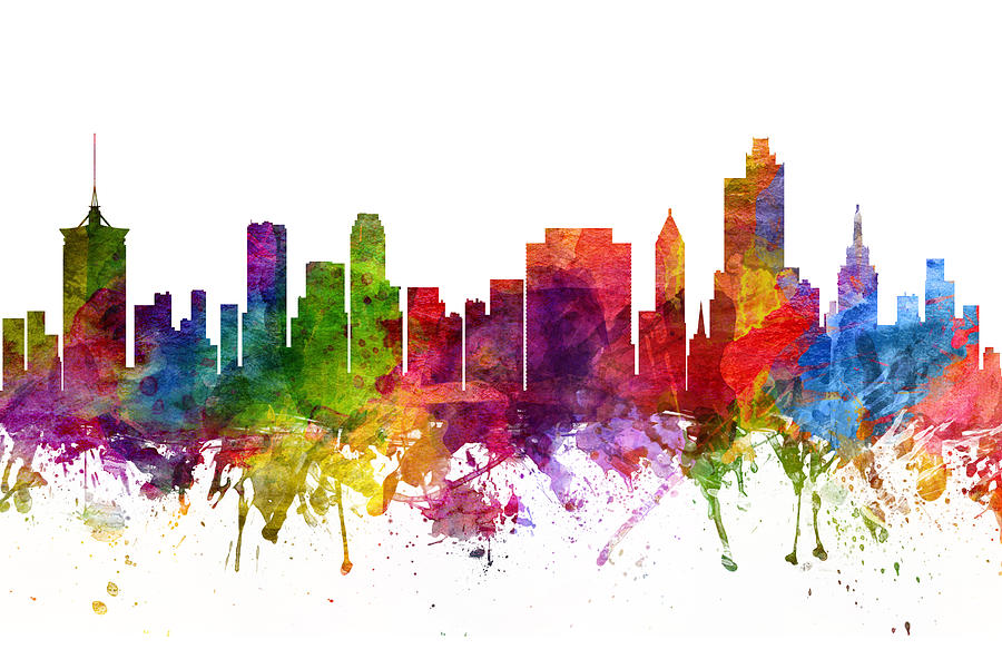 900x592 Tulsa Cityscape 06 Painting By Aged Pixel - Tulsa Skyline Painting