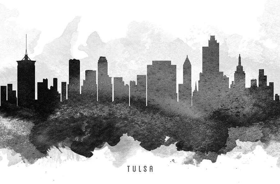 900x592 Tulsa Cityscape 11 Painting By Aged Pixel - Tulsa Skyline Painting